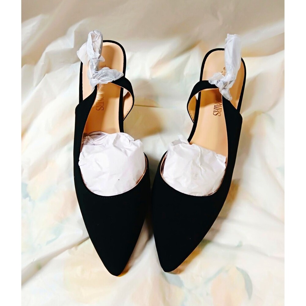 Dream Pairs Women’s Black Pointed Toe Slingback Pumps Faux Suede US 9